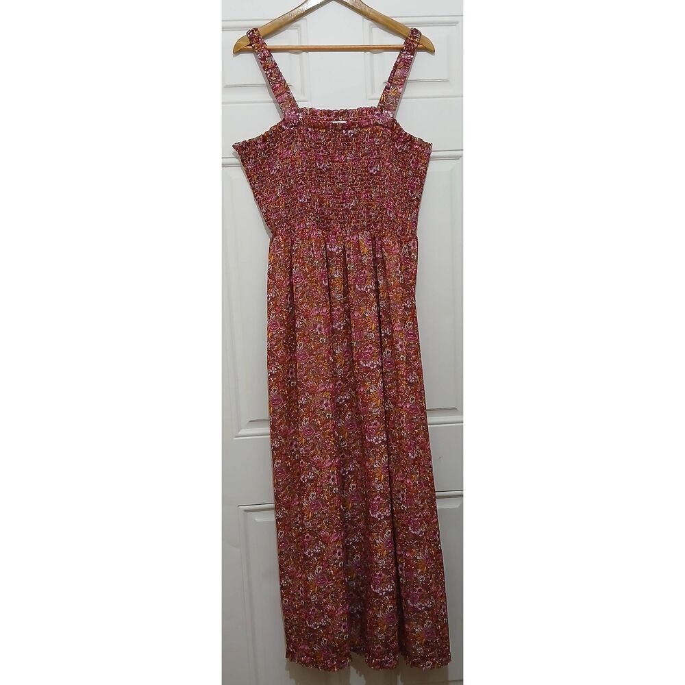 The drop women 2xl long maxi dress smocked square neck pink floral empire waist - Picture 3 of 9